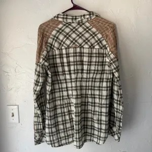 Free People‎ Womens Plaid Long Sleeve Button Shirt Olive Green Bohemian Cabin XS thumbnail 8