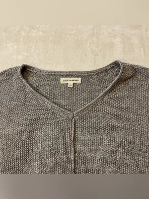 Lucky Brand Gray Off The Shoulder Sweater size L thumbnail 7