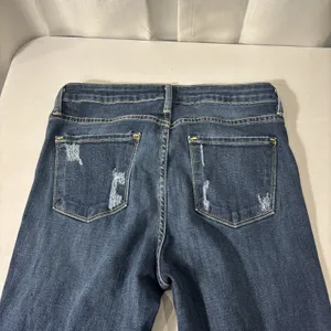 Just Black Jeans Women‎ Size 30 Dark Wash Distressed Denim Flare Pants Made USA thumbnail 7