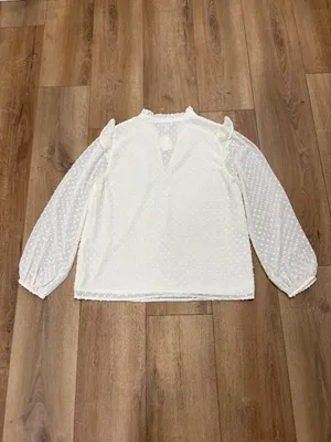 Nwt 🌟 J. Crew 🌟 Swiss Clip Dot Chiffon Blouse With Ruffle Detail White Sz S thumbnail 5