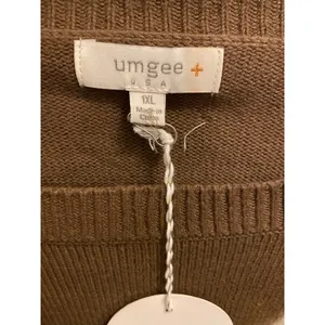 Brand New Umgee USA Women's Size 1X Plus Brown White Tie Dye Sweater Top thumbnail 2