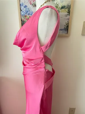 Birdy Grey Alexis Draped Satin Open Low Cut Criss Cross Back Maxi Dress Bon Bon thumbnail 9