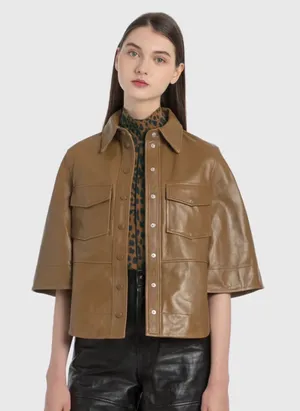 Ganni lamb leather shirt size 38 thumbnail 1