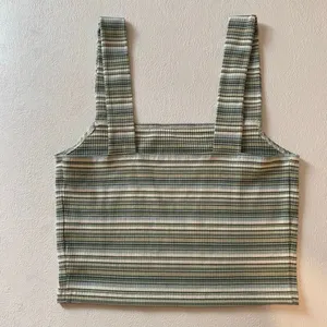 American Eagle Striped Ribbed Crop Tank Top XS Green Square Neck Y2K thumbnail 3