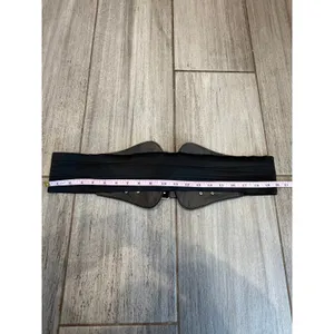 Vintage Wide Stretch Waist Belt Brown Croc Embossed Adjustable Triple Buckle 2X thumbnail 5