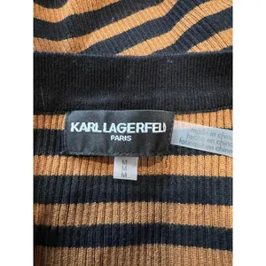 Karl‎ Lagerfeld Paris Ribbed Striped Henley Long Sleeve Thermal Top Designer thumbnail 7