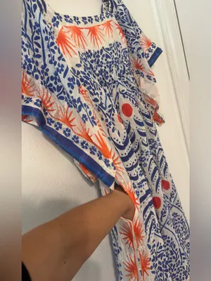 Farm Rio Afternoon Breeze Midi Dress Kaftan Square Neck Boho Beachy Vacation XS thumbnail 4