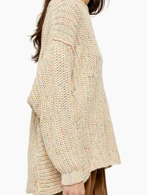 Free People Oversized Confetti Combo Neon Lights Sweater - Size - Small thumbnail 2