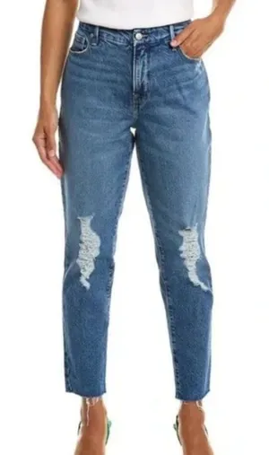 Good American The Weekender Distressed Relaxed Tapered Leg Jeans Size 2 26 thumbnail 1