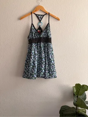 Free People Y2K Floral Boho Babydoll Cotton Racerback Tank Top Size S thumbnail 4