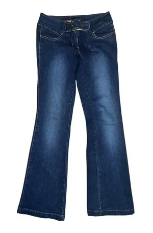 Bebe Vintage Y2K Low Rise boot cut Indigo jeans with belt buckle closure EUC thumbnail 1