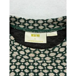 Maeve by Anthropologie Green Geometric Knit Puff Sleeve Mock Neck Top Medium thumbnail 8