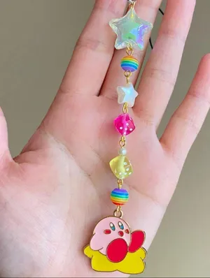 Handmade Kawaii retro y2k 90’s star Kirby phone strap/accessory/keychain/bag charm/display💖 thumbnail 1