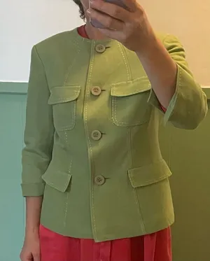 EMILY Linen jacket with buttons and lining M Green Size M thumbnail 1