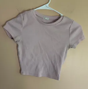 Garage Pink Ribbed Crewneck Crop Top thumbnail 1