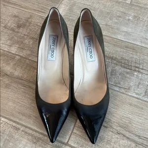Jimmy Choo Patent Suede Black/Military 3” Heels thumbnail 5