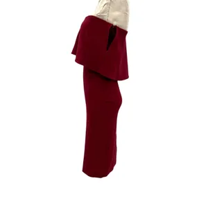 Likely Driggs Midi Dress Sheath Strapless Ruffle Burgundy Red Purple‎ Size 2 thumbnail 7