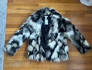 NWT H&M furry/leather jacket thumbnail 1