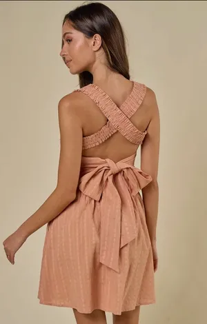 Endless Blu Cross Strap Back Bow Detail Dress thumbnail 2