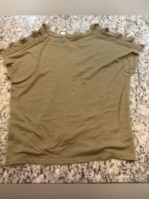 Verve Ami Olive Green Crochet Trim Short Sleeve Top thumbnail 6