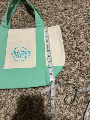 TRADER JOES Mini Canvas Tote Bag Spring 2025 Pastel Green thumbnail 5
