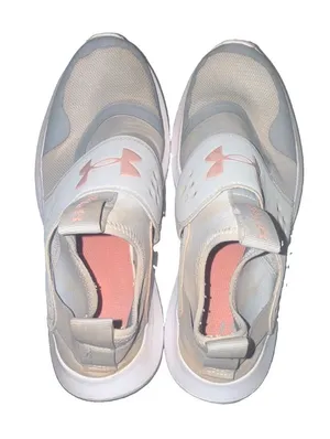 Under Armour Runplay Mod Grey/Pink Clay Low Top Mesh Hook & Loop Sneakers thumbnail 1