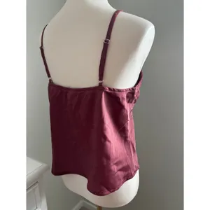 Burgundy Satin Lace Trim Camisole Top with Bow Detail Size L 12-14‎ thumbnail 3
