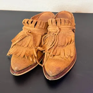 SixtySeven Suede Fringe Mules Womens 40 US 9 9.5 Western Kiltie Pointed Toe thumbnail 11