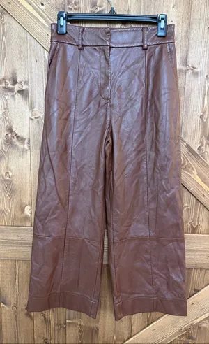 Jason Wu Collective Women’s Size 0 Brown Faux Leather High Rise Cropped Pants (9 thumbnail 1