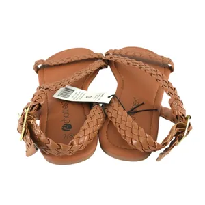 Chatties Womens Sandals Strappy Faux Leather Braided Brown Buckle Size 7-8 thumbnail 3