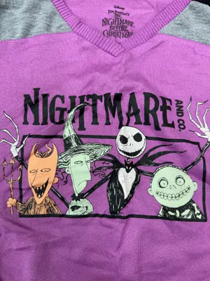 Disney The Nightmare Before Christmas Short Sleeve Purple Sleep Shirt Size Medium thumbnail 2