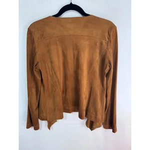 Relativity‎ S Brown Faux Suede Drape Open Front Jacket Women's Lightweight Boho thumbnail 5
