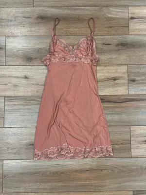 VICTORIA’S SECRET Salmon Pink Lace Trim Cut-out Slip Dress | Size Medium thumbnail 4