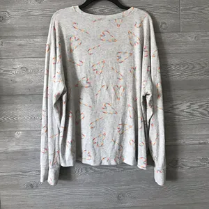 PINK VS long sleeve gray top‎ candy cane rainbow hearts women XL thumbnail 4
