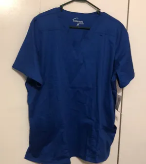NWT Butter Soft Stretch Xl Blue Scrub Top thumbnail 1