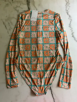 Daisy Dippin’ ’s Shoal Front Zipper Long Sleeve One Piece Dukes Orange Blue thumbnail 8