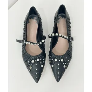 NEW Antonio Melani Jennifer Sumko Mary Jane Ballet Flats Black Leather US 7.5 thumbnail 2