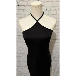 Venus elegant black bodycon halter midi dress Size XS thumbnail 2