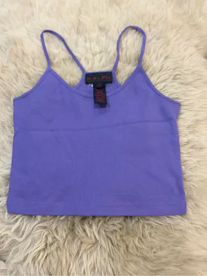 Vintage 90s Ralph Lauren Baby Tank Top Y2K Lilac Purple Cotton Crop Size S thumbnail 2