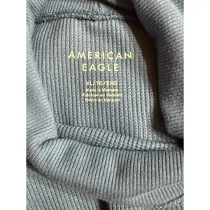American Eagle Blue Mock Neck Turtleneck Crop Top Women XL Layer Fitted Ribbed thumbnail 4