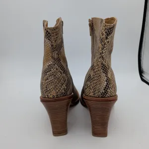 Free People Barclay Western Bootie Snakeskin Leather Block Heel Brown Tan 39 8.5 thumbnail 5