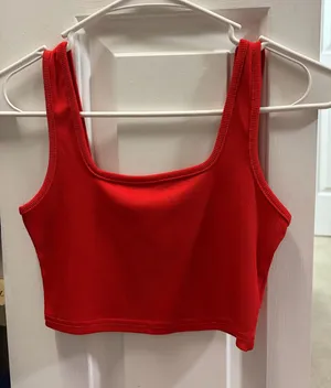 Red Ribbed Tank Top Size XS thumbnail 1