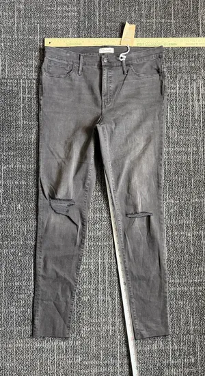 Madewell 9” High Rise Skinny Jeans Women’s 34 Tall Black Destroyed Stretch NWT thumbnail 1