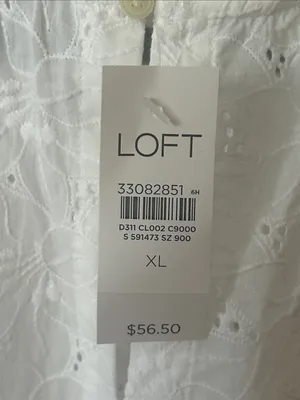 Loft White Eyelet Ruffle Sleeve Women's Top XL NWT thumbnail 2