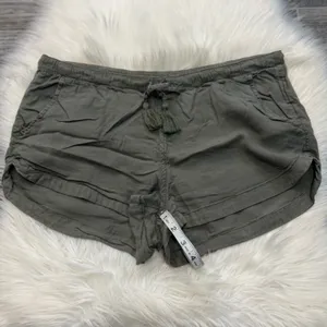 Aerie Lyocell Olive Green Shorts Drawstring Tassel Pull On Size Medium thumbnail 6