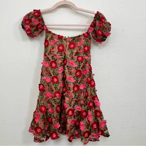 For Love & Lemons Amelia Floral Off Shoulder Mesh Fabric Party Mini Dress XS‎ thumbnail 7