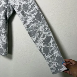 American Giant Women‎ 100% Cotton Hoodie Small Gray Marble Zip Up Sweatshirt USA thumbnail 3