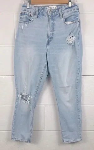 Abercrombie & Fitch women’s the mom high rise light wash jean thumbnail 1