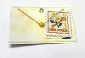 Free People Postcard Necklace Press On Patch Set 14k Gold Plated NWT Dainty thumbnail 1