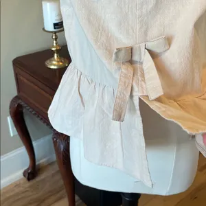 Bow Front Light Khaki Ruffle Hem Cotton Top New thumbnail 5